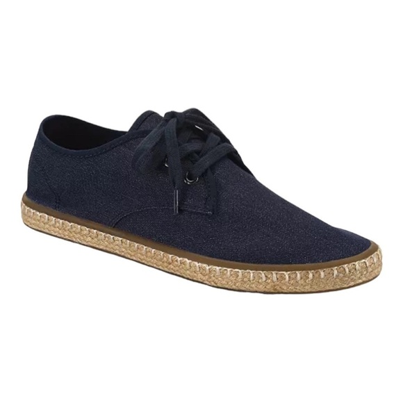 Sun Stone Zane Navy Denim Espadrille Sneaker Mens 8M W 9 Lace Up Beach Casual - Picture 1 of 13